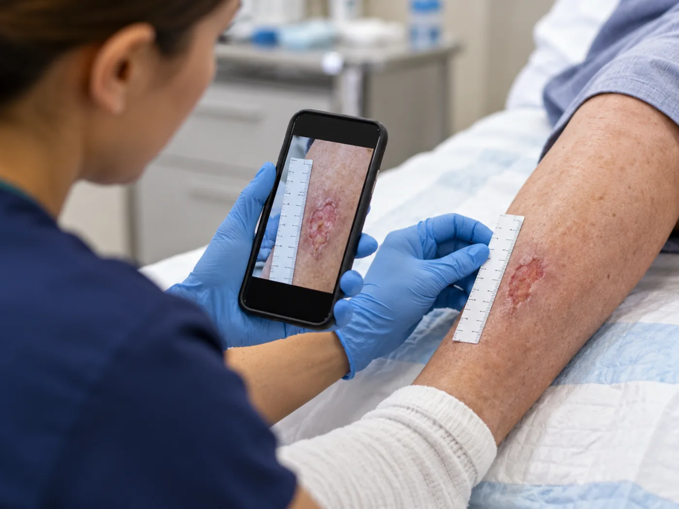 Wound documentation with smartphone and measurement scale